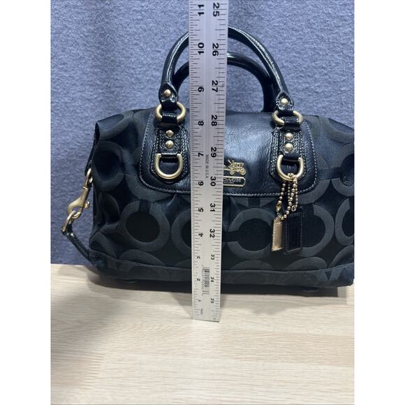 Coach Madison Op Art F0826-12943 Black Lavender Satchel Purse Handbag Authentic - Picture 9 of 16